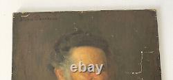 Tableau ancien huile portrait Léonard de Vinci Dario Barbosa 1880-1952 Brésil