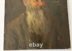 Tableau ancien huile portrait Léonard de Vinci Dario Barbosa 1880-1952 Brésil