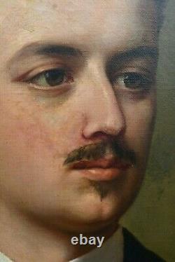 Tableau ancien huile portrait d'homme de qualité signé Albert Gräfle (1809-1889)