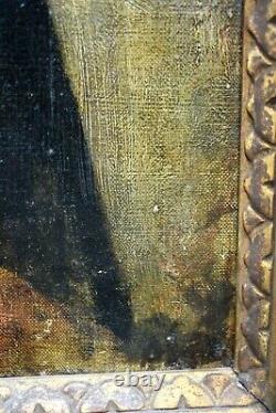 Tableau ancien huile portrait de dame école Anglaise XIXème Exposition Rare