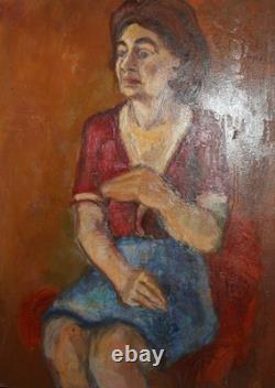 Tableau ancien huile portrait de femme