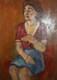 Tableau ancien huile portrait de femme