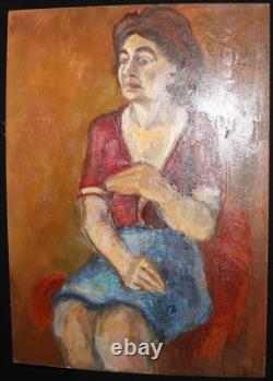 Tableau ancien huile portrait de femme