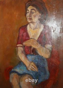 Tableau ancien huile portrait de femme