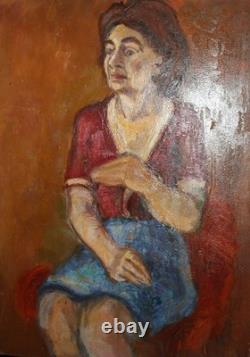 Tableau ancien huile portrait de femme