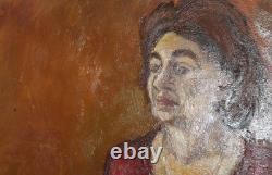 Tableau ancien huile portrait de femme