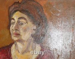Tableau ancien huile portrait de femme