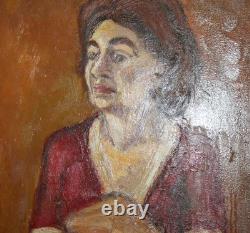 Tableau ancien huile portrait de femme