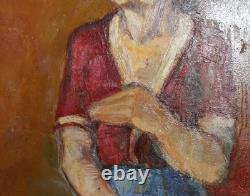 Tableau ancien huile portrait de femme