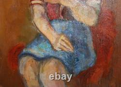 Tableau ancien huile portrait de femme