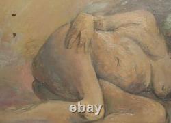 Tableau ancien huile portrait femme nue