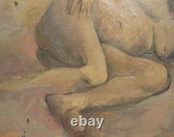 Tableau ancien huile portrait femme nue