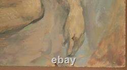 Tableau ancien huile portrait femme nue