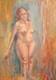 Tableau ancien huile portrait femme nue signé