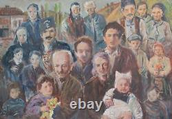 Tableau ancien huile réaliste figurines portrait