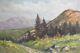 Tableau ancien huile réaliste paysage route de montagne