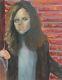 Tableau ancien huile réaliste portrait de femme