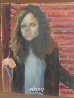 Tableau ancien huile réaliste portrait de femme
