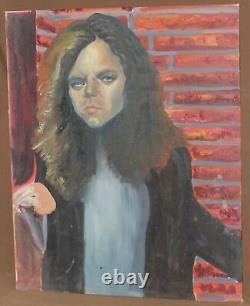 Tableau ancien huile réaliste portrait de femme