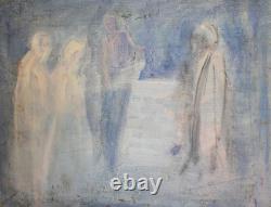 Tableau ancien huile rencontrant le portrait de l'aîné