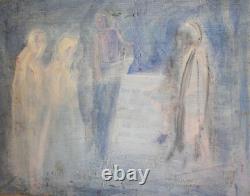 Tableau ancien huile rencontrant le portrait de l'aîné