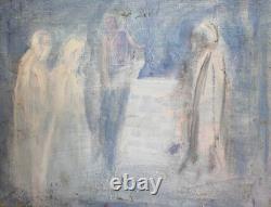 Tableau ancien huile rencontrant le portrait de l'aîné