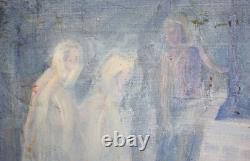 Tableau ancien huile rencontrant le portrait de l'aîné