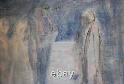 Tableau ancien huile rencontrant le portrait de l'aîné