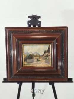 Tableau ancien huile représentant les Alpes prix 36x34,5 cm