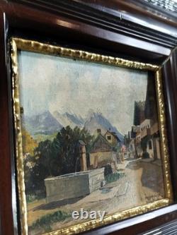 Tableau ancien huile représentant les Alpes prix 36x34,5 cm