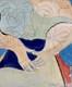 Tableau ancien huile scène de genre portrait femme cubique abstrait inachevé