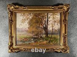 Tableau ancien huile sur bois L'automne signée Clovis Terraire (1858 1931)
