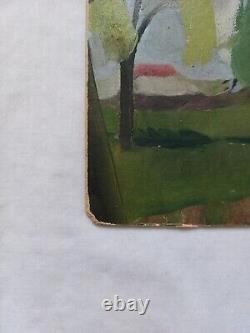 Tableau ancien huile sur carton début XX ème fauve paysage artiste à identifier