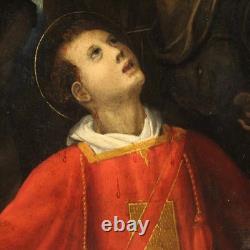 Tableau ancien huile sur panneau martire Saint Etienne 17ème siècle peinture