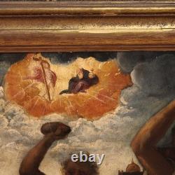 Tableau ancien huile sur panneau martire Saint Etienne 17ème siècle peinture