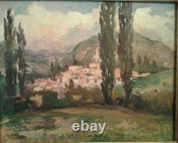 Tableau ancien huile sur panneau village provençale Marcel Bertoin 1897-1983
