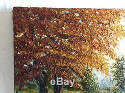 Tableau ancien huile sur toile CROSSET (XXe-s) paysage