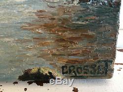 Tableau ancien huile sur toile CROSSET (XXe-s) paysage