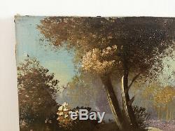 Tableau ancien huile sur toile DE YI (XXe-s) paysage