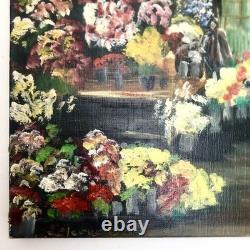 Tableau ancien huile sur toile/Marché Aux Fleurs/ /signée/Lefèvre Neel 1986