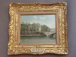 Tableau ancien huile sur toile Maurice Ghiglion Green signé encadré