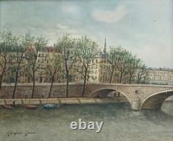 Tableau ancien huile sur toile Maurice Ghiglion Green signé encadré