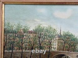 Tableau ancien huile sur toile Maurice Ghiglion Green signé encadré