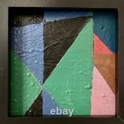 Tableau ancien huile sur toile composition abstraite géométrique Cagninacci