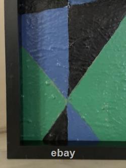 Tableau ancien huile sur toile composition abstraite géométrique Cagninacci