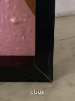 Tableau ancien huile sur toile composition abstraite géométrique Cagninacci