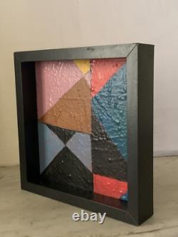 Tableau ancien huile sur toile composition abstraite géométrique Cagninacci XX
