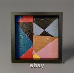 Tableau ancien huile sur toile composition abstraite géométrique Cagninacci XX