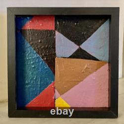 Tableau ancien huile sur toile composition abstraite géométrique Cagninacci XX