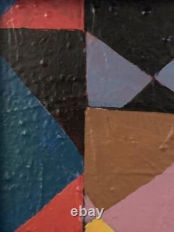 Tableau ancien huile sur toile composition abstraite géométrique Cagninacci XX